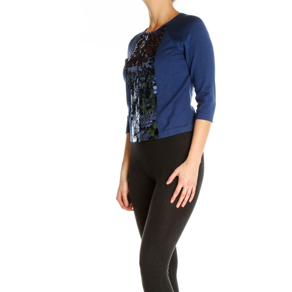 Ann Taylor Blue Sequin Sweater - Picture 2 of 3